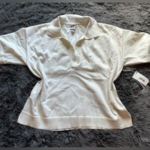 White Worthington Collar Knit Top